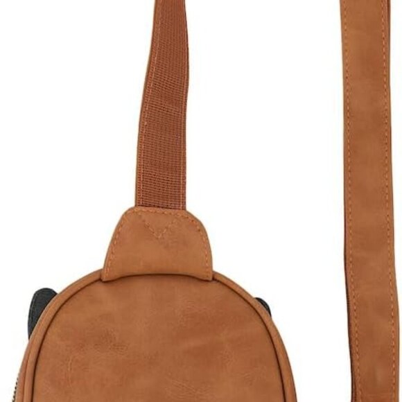 Stylish Brown Stitch Sling Bag with Pineapple Zipper - Perfect for Disney Lovers - Picture 6 of 7